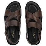 TrueYarn Men's Genuine Leather Sandals | Sandals For Men | Comfortable | Cushioned Insole | Durable | Handmade | All Occasion Slippers | UK - 6 (Brown)