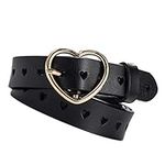 Dawwoti Women Hollow Heart Pin Buckle Belts Leather Waits Strap Adjustable Waistband