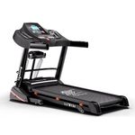 Lifelong Treadmill for Home with Massager - 4.5 HP Peak Motorized Treadmill, 3 Manual Inclines, 12 Fitness Presets, Max Running Speed 14 km/hr - Heart Rate Sensor, Fitshow App, Max Weight 110Kg, Black