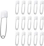 Ruidee 50 Pcs Diaper Pins Nappy Pins Plastic Head Safety Pins with Safe Locking (White)