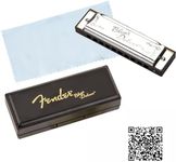 Fender Blues Deluxe Harmonica - Key of C Bundle with Carrying Case, Austin Bazaar Online Manual, and Polishing Cloth