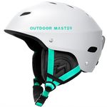 OutdoorMaster Kelvin Ski Helmet - Snowboard Helmet for Men, Women & Youth (White+Teal,M)