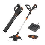 Worx WG930.2 20V Power Share GT Revolution 12" Cordless String Trimmer & Turbine Leaf Blower Combo Kit, Black and Orange