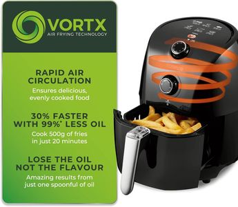 Tower Vortx Compact Air Fryer, 1.5L, 900W – Rapid Air Circulation, Black