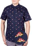 Visive Hawaiian Shirts for Men Big and Tall Button Up Shirts Short Sleeve Pizza 2XL