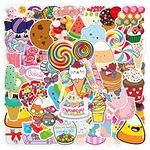 50Pcs Colorful Candies Skateboard Stickers for Laptop Car Bike Helmet Phone Guitar Cute Stickers Vinyl Stickers Waterproof Aesthetic Sticker Pack Decals for Adults Teens Kids