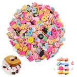 200 pcs Assorted Slime Charms, BOSOIRSOU Cute Candy Sweet Fruits Donut Charms Ornaments Flatback Resin Cabochons for Craft Making Ornament Scrapbooking DIY Crafts Beads Making Supplies - Random Style