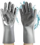 Sui Generis Silicon Cleaning Gloves Dish Washing Gloves For Kitchen and Pet Grooming Car Cleaning Gloves, Bathroom & Dish Wash Gloves Pet Care Gloves Home Care Gloves for Washing Dish (GREY)