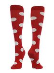 TCK Krazisox Polka Dot Over The Calf Socks (Scarlet/White, Medium)