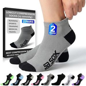 SB SOX Low Cut Athletic Socks – Compression Ankle Socks for Men & Women – 2 Pairs (US, Alpha, Small, Regular, Regular, Gray/Black)