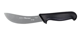 Starrett Professional Skinning Knife - BKB206-6 Black Handle Narrow Curved 6" Sanitized Stainless Steel Blade - Hunters Butchers Kitchen Chef's Knife