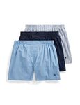 POLO Ralph Lauren Men's Classic Fit Cotton Woven Boxers 3-Pack, Rimini Stripe/Cruise Navy, Muller Plaid/Cruise Navy, Cruise Navy/Sporting Royal, X-Large