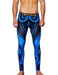 SEOBEAN Mens Low Rise Underwear Pants Long John Sports Leggings (XL(34-36"), 80404 Blue)