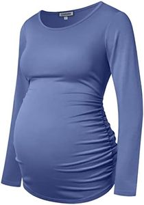 GINKANA Women's Baseball Crew Neck Flower Raglan Sleeve Maternity T-Shirt Top Pregnancy Shirt, Purple Gray, XX-Large