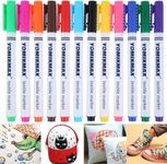 SUPER TOY 12PCS Fabric Pen Writing on Cloth Pen Fabric Marker Washable Color Set Fade Resistant Handmade DIY Painting Illustration Graffiti Shoes Clothes T-shirt Creative Gift Ideas