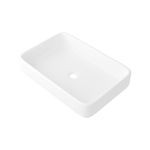 Eridanus Rectangular Countertop Bathroom Vessel Sink, Ceramic Countertop Washbasin, Square Cloakroom Basin Sink for Lavatory, Cabinet, Vanity Unit, White Gloss - 615 x 410 x 115mm