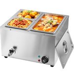 TAIMIKO Bain Marie Commercial Electric Food Warmer 1500W Stainless Steel Buffet Countertop (3 Pans)