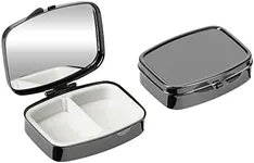 kwmobile 2 Compartment Pill Box - Set of 2X Stainless Steel Travel Box Organizer for Tablets and Prescriptions - Black