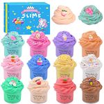 NANFANGLI 12 Pack Scented Mini Butter Slime Kit|With Unicorn|Rainbow|Animal Candy & Fruit Slime Charms Supplies|Super Soft & Non-Sticky|Ideal Gift For Kids|Stress Relief Putty Toy For Girl & Boys