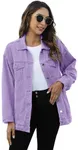 Omoone Women's Oversized Mid Long Denim Jacket Jean Biker Coat(0199-Purple-M)