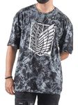 ComicSense.xyz Unisex Attack on Titan Anime Oversized T Shirts for Men and Women, Wings of Freedom Tie Dye Printed Drop Shoulder T Shirt - X-Large Multicolour