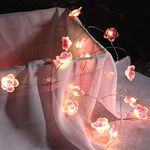 Mudder 6.6 ft 20 LEDs Flower String Lights Fairy Cherry Blossom String Lights Wire Battery Powered String Lights for Valentine's Day Wedding Nursery Bedroom Decoration(Pink)