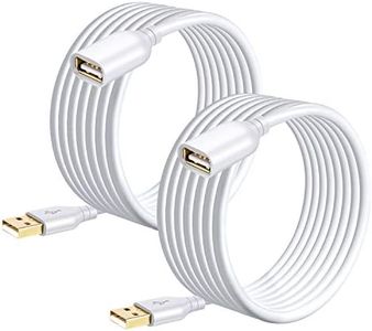 Costyle USB Extension Cable White 15ft, 2 Pack USB 2.0 Extender Cable USB Type A Male to A Female Extension Cable Long USB Extension Cord for Mouse, USB Keyboard, Flash Drive, Camera,Printer-White