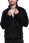 Mad Dog Men's Sherpa Jacket Ultimate Fuzzy Sweater for Men, Fleece Winter Coats, Mens Cold Weather Jackets, Black, Large