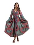 KE KANHA EXPORTS Short Dress for Women's & Girls Unique Border Design and Tassel Stretchable Adjustable Drawstring Free Size Western Dresses fit Flared Floral Print v-Neck All Seasons -(2675 Long)