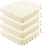 Wellsin Chair Cushions for Dining Chairs 4 Pack - Kitchen Chair Cushions with Ties and Non-Slip Backing - Dining Chair Pads 16"X16"X2", Beige