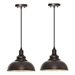 ALAISLYC 2 Pack Farmhouse Pendant Light Bronze Pendant Lights Kitchen Island Industrial Adjustable Hanging Barn Lamp Pendant Lighting Over Island Sink Light Fixtures