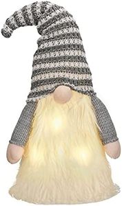 Valery Madelyn Christmas Tree Topper Gnome with Timer, 16.5 Inch Silver White Forest Fabric Cute Santa Gnome Tree Topper with Lights for Party Ornaments Christmas Decoration Indoor, Battery Operated