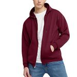 Hanes Men's, EcoSmart Fleece Full Hoodie, Zip-up Hooded Sweatshirt, Maroon, L