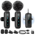 Wireless Lavalier Microphone for iPhone, iPad, Android – 2-Pack Mini Mic with Noise Reduction, Auto Pairing, 3.5mm & Lightning Receiver for Vlogging, TikTok, YouTube