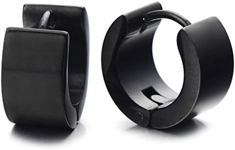Anneau Boucles d'oreilles Charnière Noir - Créoles - Boucles d'oreilles pour Homme Femme - Acier - 1 paire