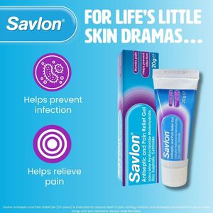 Savlon Antiseptic Pain Relief Gel – First Aid, 20g Tube