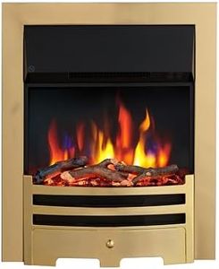 FLAMEKO Verona 16’’ Fireplace Insert, 2000W Heater, Brass Trim, Bauhaus Fret, 9 Colour Flame Effect, Remote Control