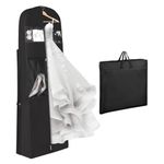 Univivi 72" Portable Carry on Wedding Dress Garment Bag Trifold Extra Long Dress Bags with 12'' Gusseted for Gowns Long Dress Travel Wedding Dress Storage Bag with Accessory Pockets (Black)