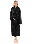 PAVILIA Premium Womens Plush Soft Robe Fluffy, Warm, Fleece Sherpa Shaggy Bathrobe, Black, 2X-3X