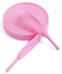 VSUDO 63 Inches Pink Fine Weave Flat Shoe Lace for Sneaker, 5/16” Width Flat Sneaker Shoestring, Flat Sneaker Shoelace, Flat Shoe String for Running Athletic Shoes [1 Pair-Pink-160CM]