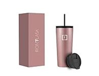 IRON °FLASK Classic Tumbler 2.0-2 Lids (Straw/Flip), Vacuum Insulated Stainless Steel Water Bottle, Double Walled, Drinking cup, Thermo Travel Mug - Rose Gold, 24 Oz