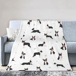 Wisedeal Boston Terrier Yoga Animal Theme Comfort Flannel Throw Blanket, Pet Dog Paw Pattern Daughter Mom Friend Aunt Lover Dog Women Blanket Gift for Couch Sofa Chair Bed Office Decor 50"x 60"