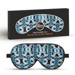 Friends of Meditation 100% Mulberry Silk Eye Mask, Super Smooth Sleep Mask and Blind Fold (Blue Floral)