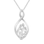 Amazon Collection Sterling Silver Parents and Children Infinity Pendant Necklace, 18"