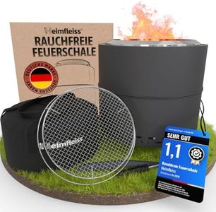 Heimfleiss® Rauchfreie Feuerschale Edelstahl Ø50cm - Grillrost | Schwarz