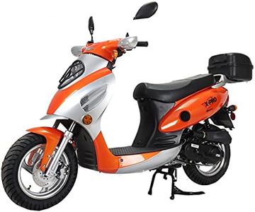 X-PRO Oahu 50 Moped with 12" Aluminum Wheels, Rear Trunk! Electric/Kick Start! Large Headlight! (Orange)