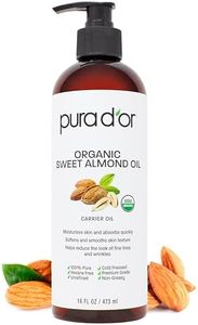 PURA D'OR 16 Oz ORGANIC Sweet Almond Oil - 100% Pure & Natural USDA Certified Cold Pressed Carrier Oil For DIY Beauty - Non-Greasy, Unscented, Hexane Free Moisturizer - Massage Oil For Hair & Skin