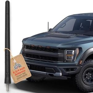 AntennaMastsRus Short Rubber Antenna for Ford F-150 (2009-2025) USA Stainless Steel Threading, 6 3/4 Inch Truck Accessory, Car Wash Proof, Easy Installation, Enhanced Reception w/Internal Copper Coil