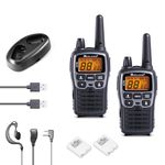 Midland - 2 Walkie Talkies XT70, Walkie Talkie 93 Channels, 69 LPD/24 PMR446 Licence-Free, Dual Band 2 Way Radio, 18H Battery Life, 12Km Range Fast Charging & Accessories 38 CTCSS Tones + 83 DCS, Grey