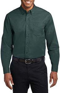 JustBlanks Tall Men's Dress Shirts Long Sleeve Mens Dress Shirts for Men Tall Mens Button up Shirts Long Sleeve - Dark Green/Navy - XLT